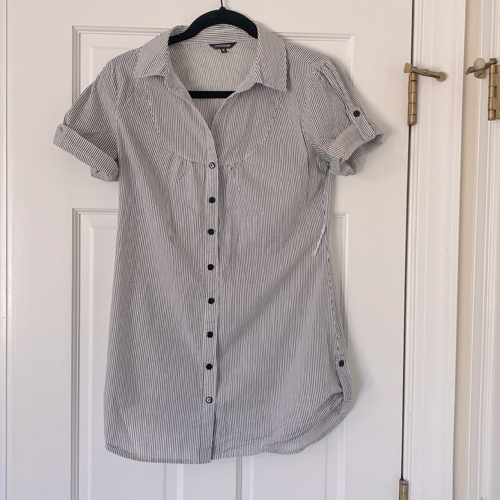 Black and white striped blouse